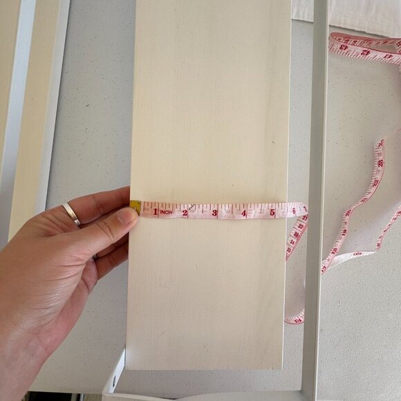 White Wall Mounted Wood and Metal Shelf with Towel Bar Modern Bathroom Storage - Picture 3 of 4